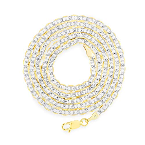 Nuragold 10k Real Yellow Gold Mariner 3mm Chain Anchor Link Pave Necklace - 26"