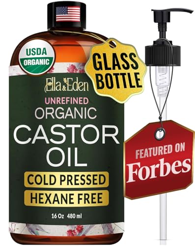 USDA Organic Castor Oil, 100% Pure Cold-Pressed Hexane-Free, 16 Oz