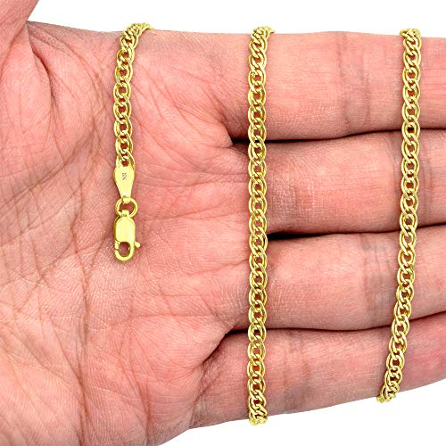 Nuragold 10k Real Yellow Gold Double Cuban Link 3.5mm Curb Chain Necklace - 20"