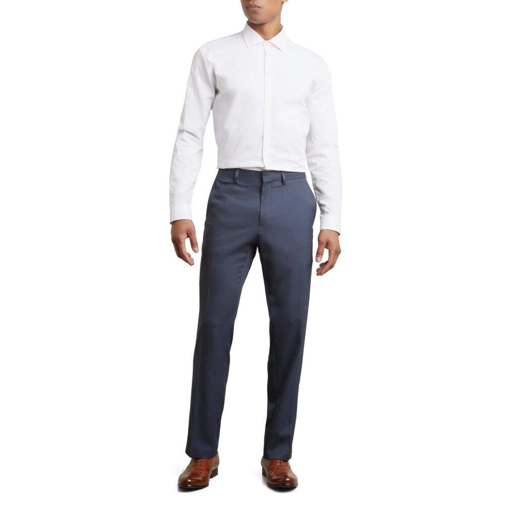 Kenneth Cole REACTION mens Stretch Modern-fit Flat-front dress pants, Navy, 33W x 30L US