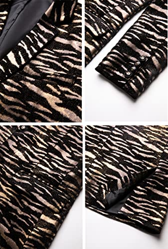 THWEI Mens Blazer Leopard Print Tuxedo Luxury Notched Lapel Slim Fit Stylish Sport Coats Jacket