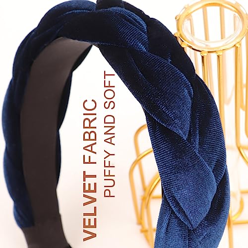 DRESHOW Braided Headbands for Women Velvet Hair Hoop Elastic Criss Cross Hair Bands Accessories
