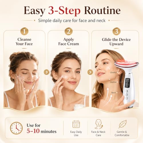 GIHWRRI Red Light Therapy for Face and Neck, 7-Color LED Face Massager