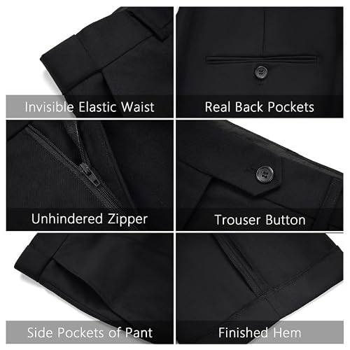 MAGE MALE Mens 2 Piece Suit Slim Fit Solid Wedding Prom Tuxedo Suit with One Button Notch Lapel Blazer and Pants Black