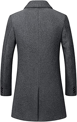 chouyatou Men's Mid-Length Single Breasted Wool Blend Top Coat (Medium, Light Grey)