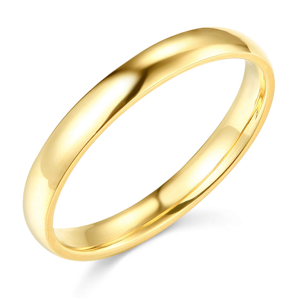 14k Yellow Gold 3mm SOLID Plain Wedding Band - Size 7