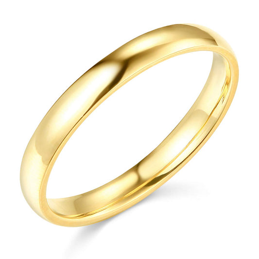 14k Yellow Gold 3mm SOLID Plain Wedding Band - Size 7