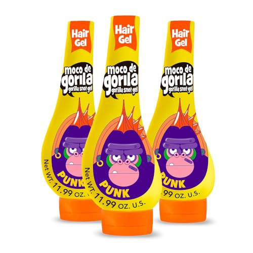 Moco de Gorila Punk Hair Styling Gel, Reactivate with Water, Long-Lasting Hold, 11.99 Oz Squeezable Bottles (Pack of 3)