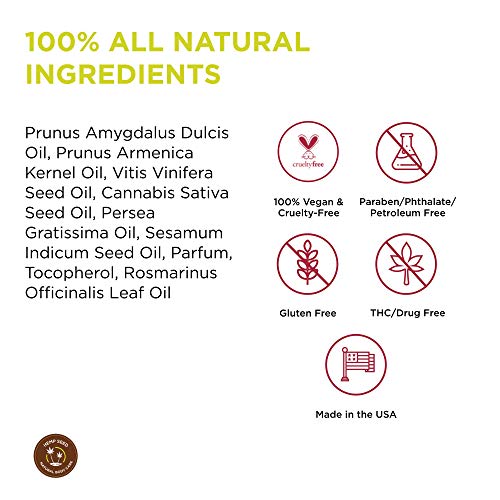 Hemp Seed Massage & Body Oil, Naked in the Woods Scent - 8 fl. oz. - Nourishing, Moisturizing Massage Oil - Hemp Seed, Apricot, Grapeseed & Sweet Almond Oil - Vegan & Cruelty Free