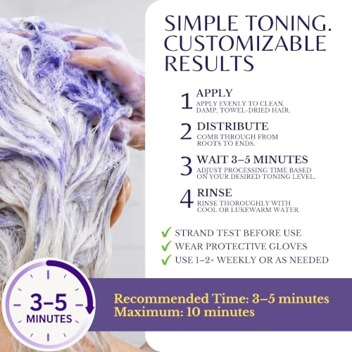 EDENIKA BOTANICALS Rosemary Purple Hair Mask Deep Conditioner with Biotin & Keratin, Reduces Brassiness & Yellow Tones for Blonde, Gray & Silver Hair, Hydrates & Helps Strengthen Hair, Sulfate-Free