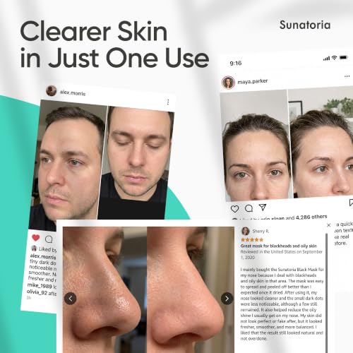 SUNATORIA Original Black Peel Off Face Mask – Charcoal Pore Mask – Helps Remove Excess Oil & Lift Away Surface Impurities – Botanical Extracts & Vitamins A, E, B5 – 2.04 fl oz