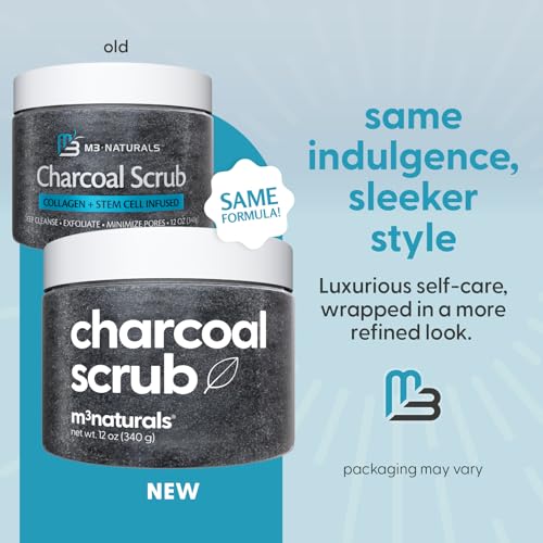 Exfoliating Charcoal Scrub for Body with Collagen & Stem Cells, 12 oz by M3