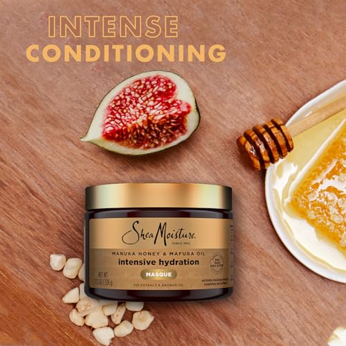 Shea Moisture Hair Mask, Manuka Honey & Mafura Oil Intensive Hydration Masque 2-Pack for Revitalizing Extra Dry, Damaged Hair, Frizz Control, 12 Oz Ea
