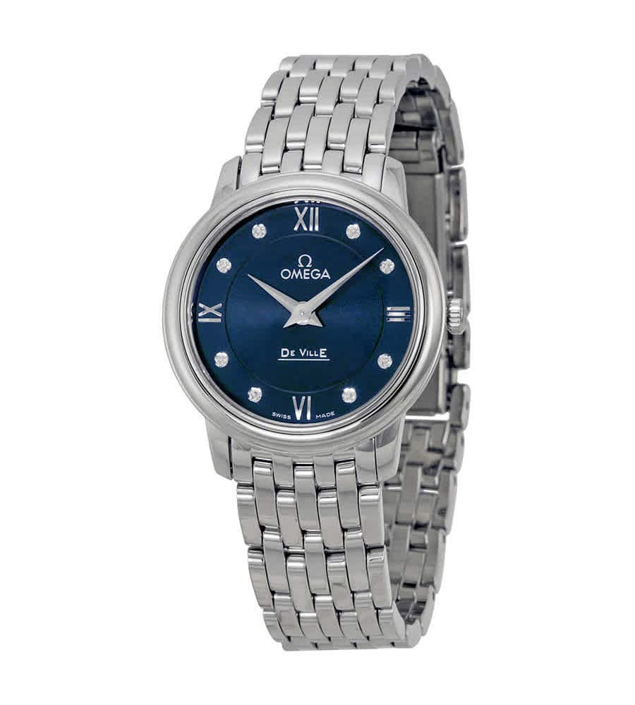 Omega DeVille Prestige Blue Diamond Dial Ladies Watch 42410276053001