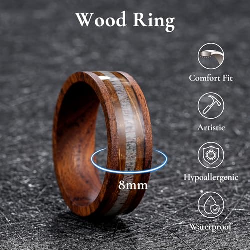 King Will Men Wood Wedding Band 8mm Size 10
