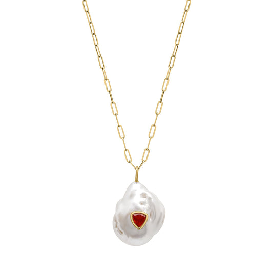 Sweet Tart Baroque Pearl and Orange Citrine Necklace