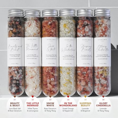 Handmade Bath Salt Gift Set 6 Pack, All Natural, Scented with Essential Oils, Gift for Women