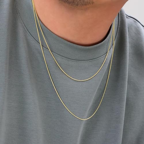 Nuragold 14K Real Yellow Gold Franco 1.1mm Solid Diamond Cut Chain Necklace - 20"
