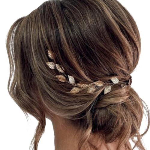 JAKAWIN Gold Wedding Hair Vine Leaf Bride Hair Piece Accessories for Women HV179 (Gold)
