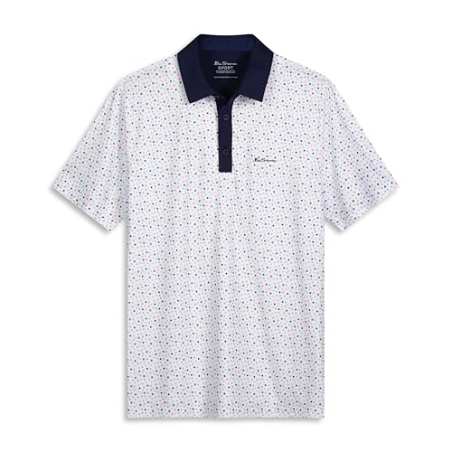 Ben Sherman Men's Performance Golf Shirts– Stretch, Extra Soft Fabric, Moisture-Wicking, Odor Resistant, Coral, X-Large