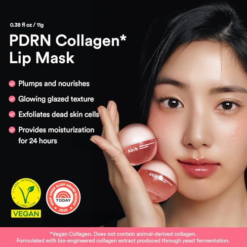 Abib PDRN Vegan Collagen Lip Mask Glazed Jelly 0.38 fl oz | Korean Lip Butter Balm Overnight Sleeping Mask Hydrating Care Moisturizer Treatment for Flakey, Dry Lips