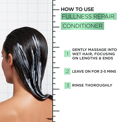 Garnier Fructis Hair Filler Fullness Repair Conditioner, Volumizing Conditioner with Polypeptides and Hair Repair Complex for Thin, Weak Split Ends, 10.1 Fl Oz