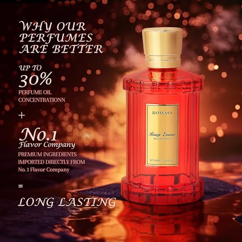 ROMASS Rouge Essence Luxe Eau De Perfume - 8+ Hours Long-Lasting Fragrance with Vibrant Saffron, Warm Amber, Woody Accords & Creamy Almond Notes100ml