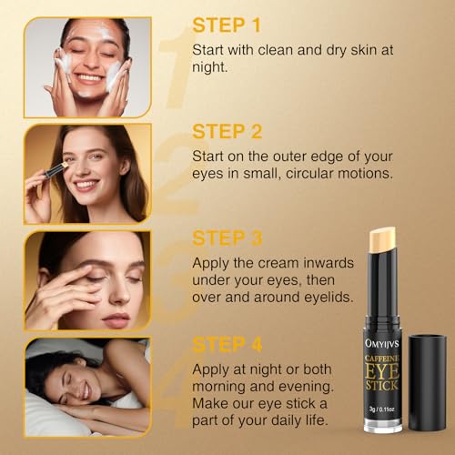 Caffeine Eye Stick With Retinol, Hyaluronic Acid for Dark Circle, Wrinkles, Under Eye Cream Anti Aging for Puffiness and Bags Reduces Fine Lines
