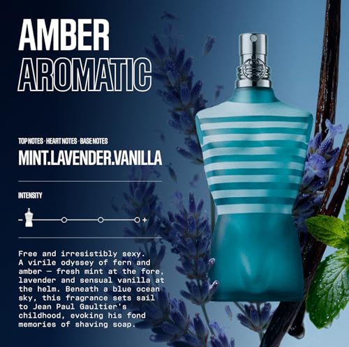 Jean Paul Gaultier Le Male Eau de Toilette - Long Lasting Amber Aromatic Cologne for Men with Fresh Mint, Lavender & Sensual Vanilla - Luxury Men's Cologne Spray, 6.8 oz