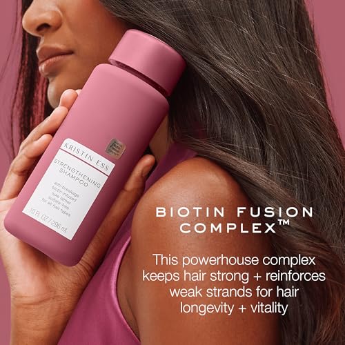 Kristin Ess Biotin Shampoo - Sulfate Free + Color Safe - Promotes Healthy Hair Growth, Strengthens + Nourishes Dry Damaged Hair - Anti-Breakage Fortifying Biotin Repair Shampoo for Volume - Vegan