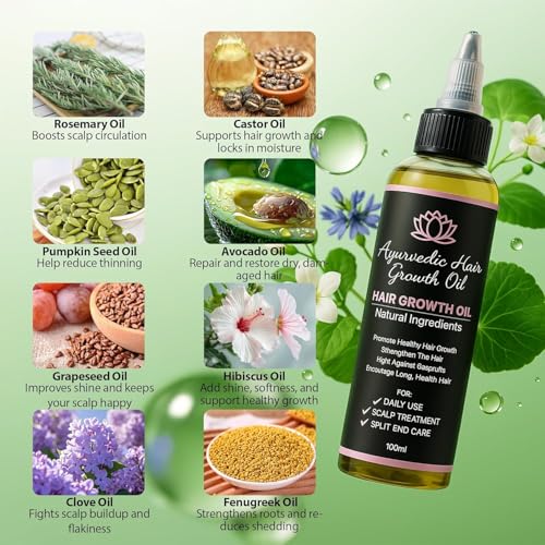 Lifewithqueenp Hair Care Growth Oil, Ayurvedic Hair Growth Oil, Lightweight Natural Herbs Scalp Oils for All Hair Types (1)