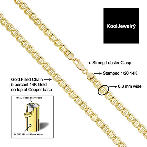 Solid 14k Yellow Gold Mariner Link Bracelet for Men (6.8 mm, 9 inch)