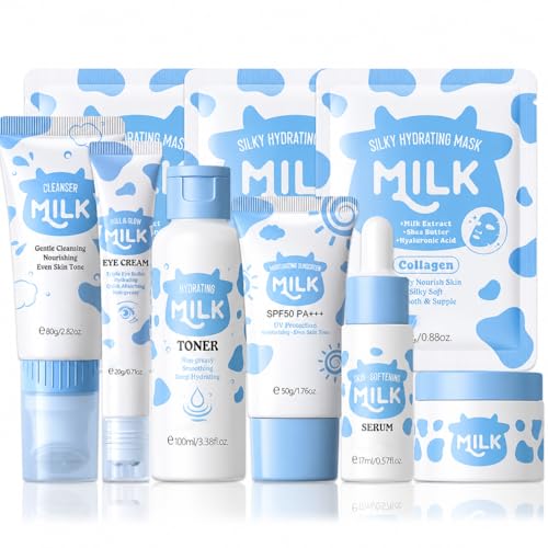 Milk Skincare Set For Women & Girls, Hydrating Milk Skin Care For Teens 10-12, Complete Gift Set Skin Care For Kids, Skincare For Girls 10-12, Self Care Beauty Gift For Her, Mothers Day Gifts Set