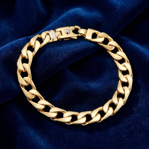 P3 POMPEII3 Pompeii Men's Cuban 14k Yellow Gold Solid Heavy 9mm Link Bracelet 8.5"