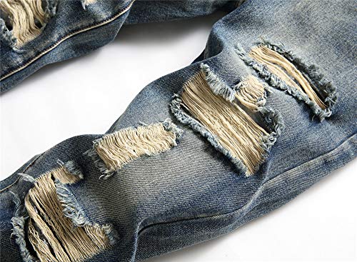 AITITIA Men's Ripped Regular Fit Jeans (32, 333 Blue)