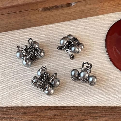 Small Hair Clips for Women,Cute Mini Pearl Claw Clips, Cherry Claw Clip for Half Up Bun Short Hair Pins, Metal Springs Hair Accessories Barrettes Birthday Christmas Gift for Daughter Girl(4 Pcs)