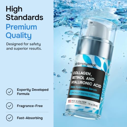 Retinol Collagen Face Serum - Anti-Aging Moisturizer for Women, 1 fl oz