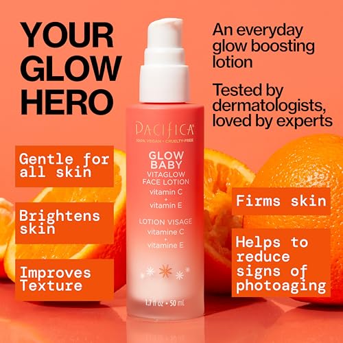 Pacifica Beauty Glow Baby VitaGlow Face Lotion and Brightening Face Wash Set, Skincare, Vitamin C and E, AHA, Exfoliator, Cleanser, Hydrating, Moisturizer, Vegan, 1.7 fl oz and 5 fl oz (Set of 2)
