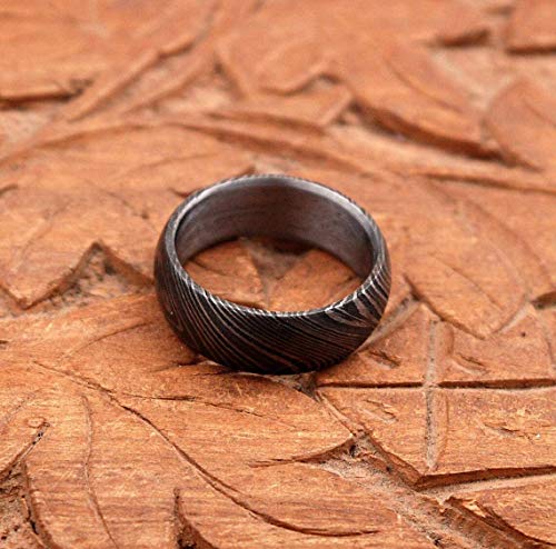 KE-225-AT Damascus Steel Ring Custom and Handmade Damascus Ring Damascus Steel Engagement Ring Anniversary Ring Wedding Band Fathers Day Ring Damascus Steel Ring Wedding Band Rings for Men (10.75)