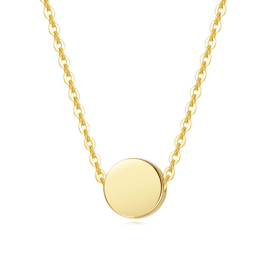 Carleen Solid Real 14K Yellow Gold Tiny Dot 6mm Round Small Cute Simple Coin Necklace Pendant Minimalist Dainty Everyday Fine Jewelry Mother's Day Gifts For Women, 16+2 Extender Gold Chain