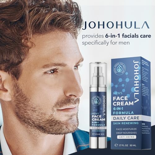 Johohula Face Cream 6-in-1 for Men: Face Moisturizer Suitable for Anti Aging Daily Face Care - Cream for Males Skin Care 1.7oz