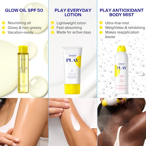 Supergoop! PLAY Antioxidant Body Mist w/Vitamin C - 6 fl oz - SPF 50 PA++++ Broad Spectrum Sunscreen - Body Spray - Great for Active Days - Sunny Citrus