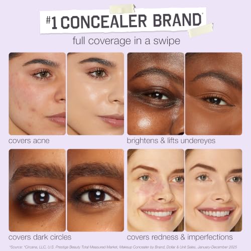 tarte shape tape concealer – Full-Coverage Creaseless Soft Matte Finish, Brightening Under-Eye & Face Makeup, 16hr Longwear, Vegan & Cruelty-Free, travel size, 48G tan-deep golden