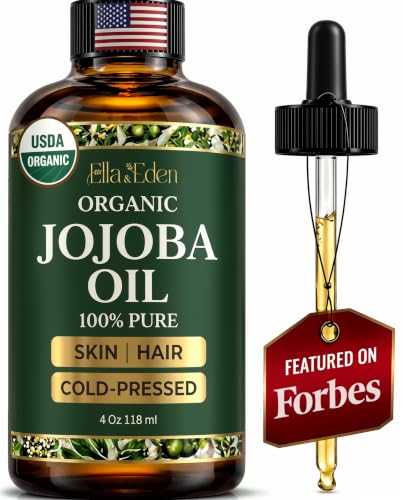 Organic Jojoba Oil, 100% Pure Cold-Pressed for Face, Skin & Hair, 4 Oz