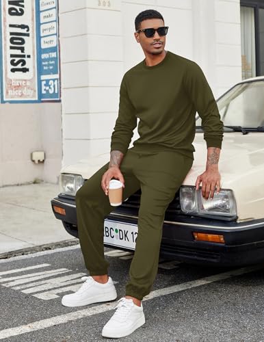 COOFANDY Men's 2 Piece Tracksuit Sets Crewneck Athletic Sweatsuit Jogging Pullover Shirts Long Sleeve Casual Sports Outfits