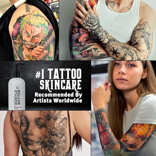 Hustle Butter Tattoo Aftercare - Daily Moisturizing Lotion - Naturally Derived Vegan Cruelty Free - Everyday All Over Use for Tattoos - 9 fl oz
