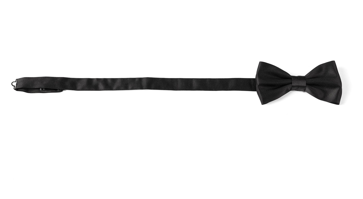 Remo Sartori Made in Italy Men's Pre-Tied Bow Tie for Tuxedo, Adjustable, Silk (Satin Black)