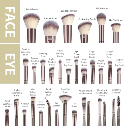 MAANGE Makeup Brush Set 51 PCS Professional Makeup Brushes Soft Foundation Powder Eyeliner Eye Shadow Makeup Brushes Set Travel Make up Brush Kit (Champagne)