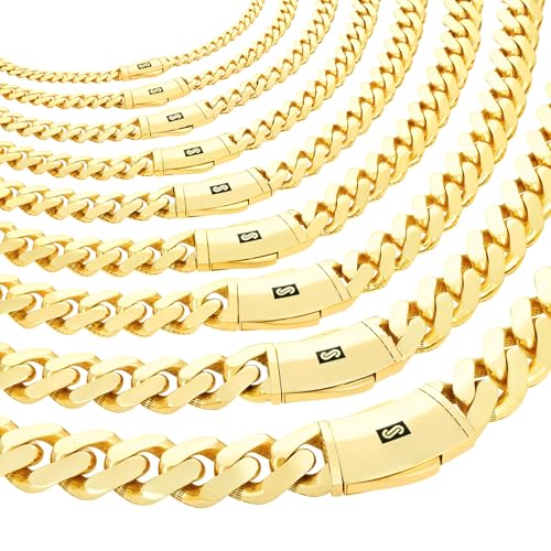 Nuragold 14k Real Yellow Gold Royal Monaco Miami Cuban Link Chain Necklace - 6mm,22"