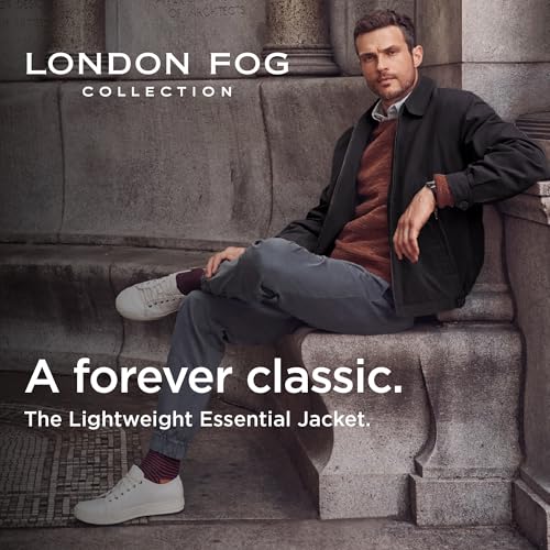 LONDON FOG Men's Auburn Zip-Front Golf Jacket (Regular & Big-Tall Sizes), Black, Medium